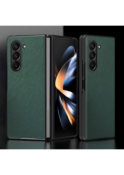 Samsung Galaxy Z Fold5 5g Çapraz Doku Katlama Telefon Kılıfı Kauçuk Pu Deri+ Sert Pc Telefon Kapağı (Yurt Dışından) fiyatları