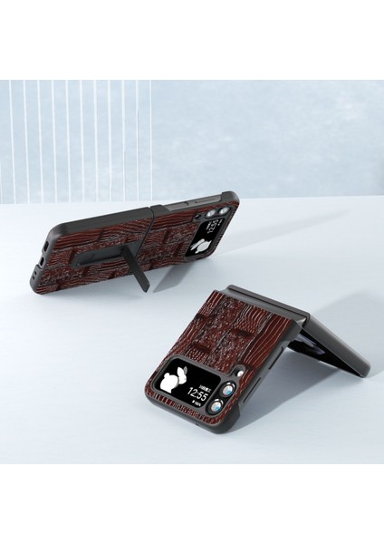 Samsung Galaxy Z Flip4 5g Mahjong Doku Slip Anti-Slip Case Inek Deri+Pc Kickstand Telefon Kapağı (Yurt Dışından) modelleri