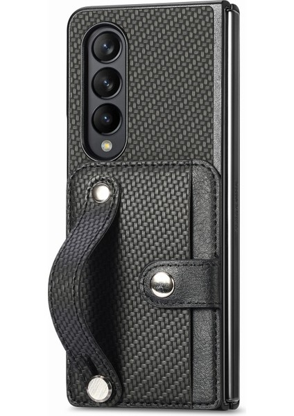 Samsung Galaxy Z Fold5 5g Kart Yuvası Telefon Kapağı, Pu Deri+Pc Bileklik Kickstand Cep Telefon Kılıfı (Yurt Dışından)