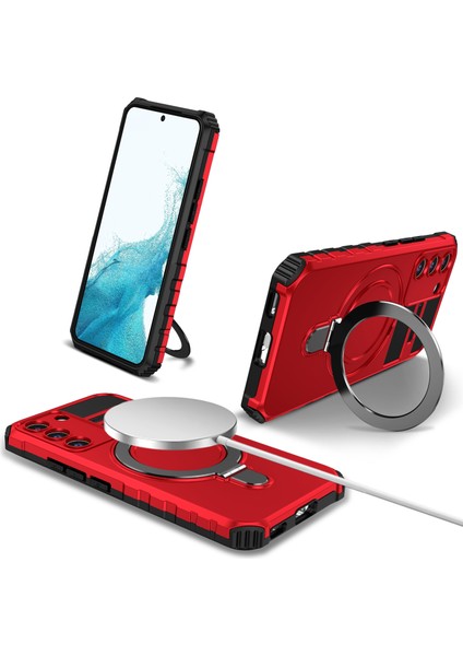 Magsafe Pc+Tpu Kickstand Telefon Kapağı ile Uyumlu Samsung Galaxy S22 5g Manyetik Kasa (Yurt Dışından)