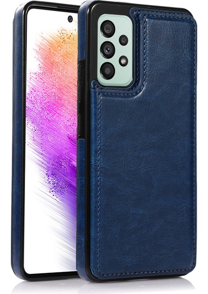 Samsung Galaxy A73 5g Çift Düğme Kart Tutucu Kickstand Smartphone Cover Pu Deri Kaplamalı Tpu Telefon Kılıfı (Yurt Dışından)