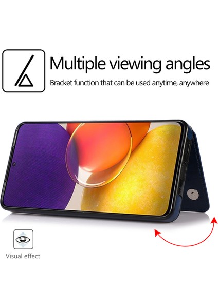 Samsung Galaxy A73 5g Çift Düğme Kart Tutucu Kickstand Smartphone Cover Pu Deri Kaplamalı Tpu Telefon Kılıfı (Yurt Dışından) modelleri