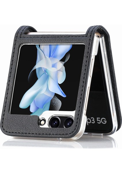 Samsung Galaxy Z Flip5 5g Litchi Doku Kartı Tutucu Pu Deri Pc Telefon Kapağı Için Koruyucu Ince Kılıf (Yurt Dışından)