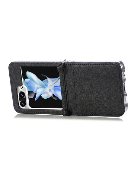 Samsung Galaxy Z Flip5 5g Litchi Doku Kartı Tutucu Pu Deri Pc Telefon Kapağı Için Koruyucu Ince Kılıf (Yurt Dışından)