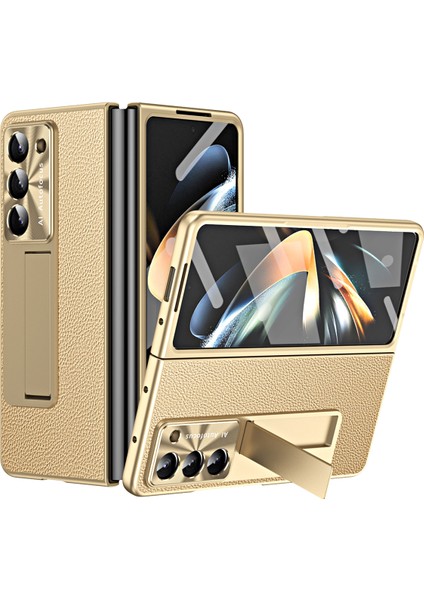 Samsung Galaxy Z Fold5 5g Litchi Doku Deri Pc Kasa Şok Geçirmez Kickstand Telefon Kapağı (Yurt Dışından)