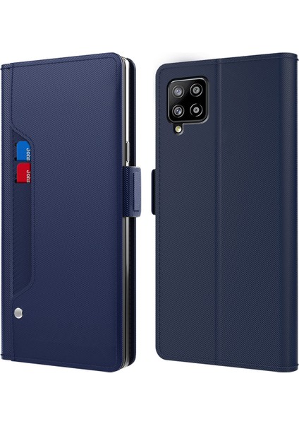Samsung Galaxy A12 Ayna Tasarımı Pu Deri+ Tpu Stand Kılıf Kartı Tutucu Cep Telefonu Kapağı (Yurt Dışından)