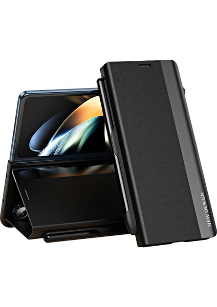 Samsung Galaxy Z Fold5 5g Şok Geçirmez Kasa Pu Deri+Pc Telefon Kapağı Kalemle (Yurt Dışından)