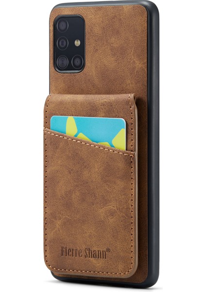 Samsung Galaxy A51 5g SM-A516 Kart Yuvaları Kickstand Pu Deri+Tpu Telefon Kılıfı (Yurt Dışından)