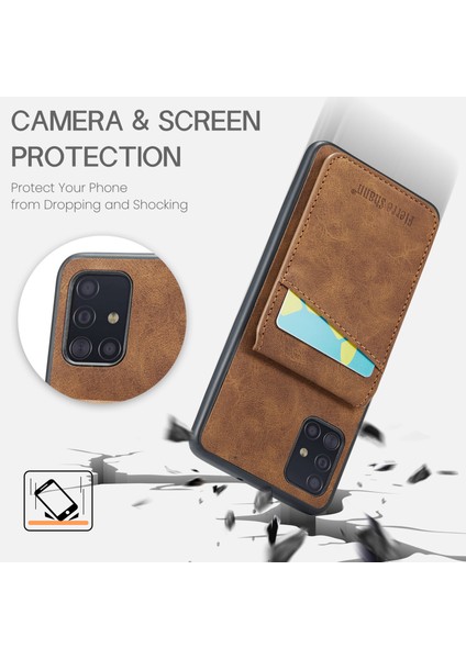 Samsung Galaxy A51 5g SM-A516 Kart Yuvaları Kickstand Pu Deri+Tpu Telefon Kılıfı (Yurt Dışından) indirimleri