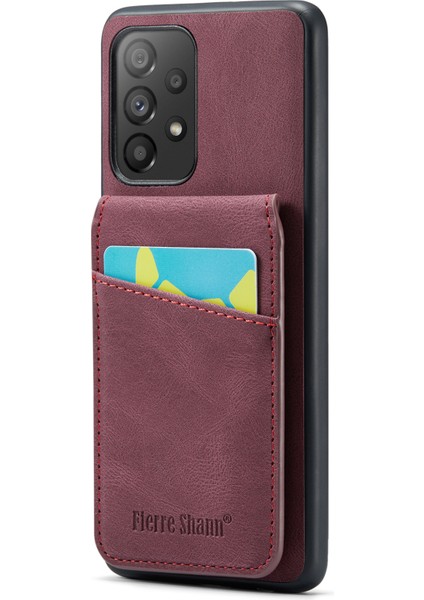 Samsung Galaxy A52 4G/5G/A52S 5g Pu Deri+Tpu Kickstand Shell Rfıd Engelleme Kart Tutucu Telefon Kılıfı (Yurt Dışından)