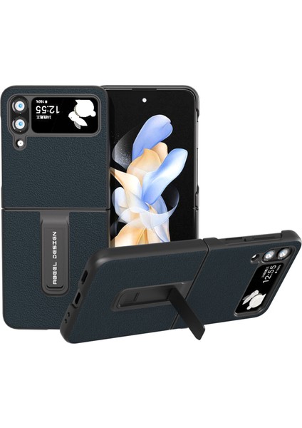 Samsung Galaxy Z Flip4 5g Inek Deri+Pc Telefon Kılıfı Katlanır Kickstand Kapak (Yurt Dışından)