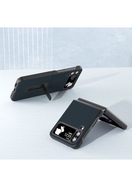 Samsung Galaxy Z Flip4 5g Inek Deri+Pc Telefon Kılıfı Katlanır Kickstand Kapak (Yurt Dışından) modelleri