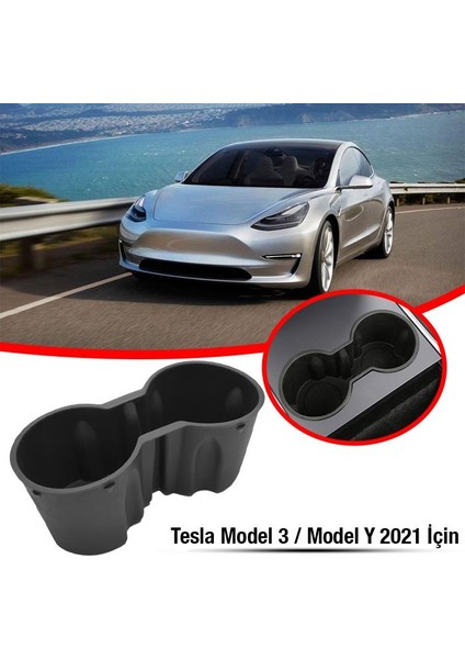 Polham Tesla Model 3 ve Model Y 2021-2022 Için Araba Bardak Tutucu, Takılıp Çıkartılabilen Tutucu