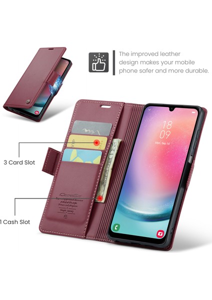 Samsung Galaxy A24 4g Rfıd Engelleme Telefon Kılıfı Pu Deri Cüzdan Stand Kapağı (Yurt Dışından)
