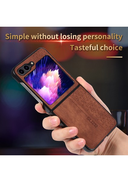 Samsung Galaxy Z Flip5 5g Baskılı Desen Telefon Kılıfı Pu Deri+ Sert Pc Ince Kapak (Yurt Dışından)