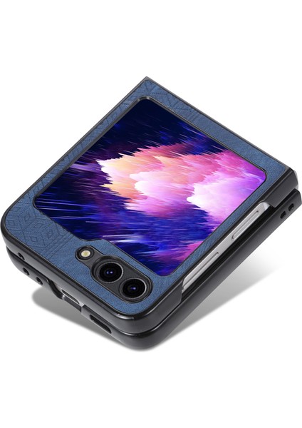 Samsung Galaxy Z Flip5 5g Baskılı Desen Telefon Kılıfı Pu Deri+ Sert Pc Ince Kapak (Yurt Dışından)