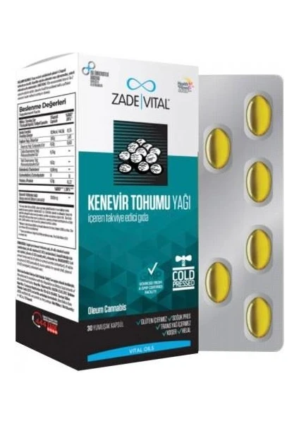 Zade Vital Kenevir Tohumu Yağı 30 Yumuşak Kapsül