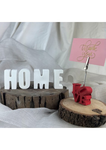 " H O M E " Yazısı Beton Dekoratif Obje ve "love" Yazılı Not Tutucu 2'li Set indirimleri