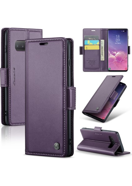 Samsung Galaxy S10 Pu Deri Rfıd Engelleme Kılıfı Cüzdan Stand Telefon Kapağı (Yurt Dışından)