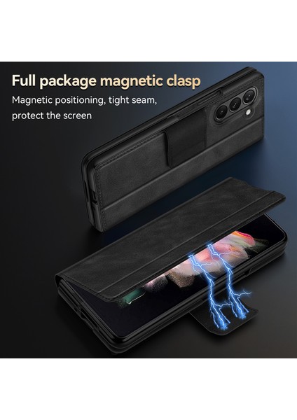 Samsung Galaxy Z Fold5 5g Pu Deri Koruyucu Kapak Anti-Drop Stand Telefon Kılıfı (Yurt Dışından)