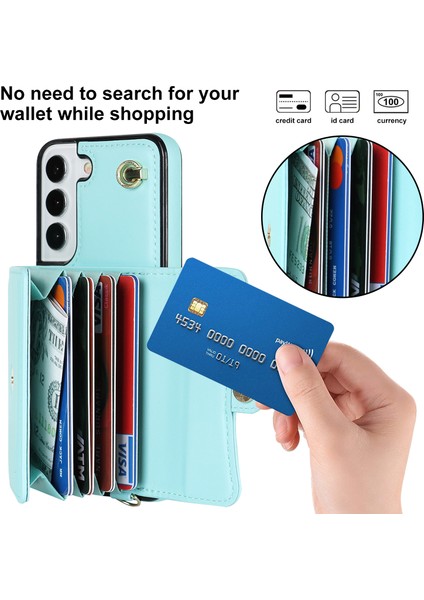 Samsung Galaxy S22 Plus 5g Kickstand Cep Telefon Kılıf Kart Yuvaları Pu Deri+Tpu Kabuk Kapağı Kısa+Uzun Kayışlar (Yurt Dışından) fırsatları