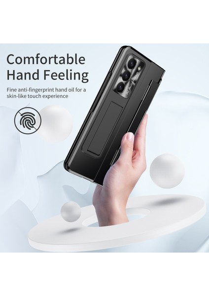 Samsung Galaxy Z Fold5 5g Kickstand Sabit Pc Kılıfı Koruyucu Telefon Kapağı Lens Filmi ve Temperli Cam Ekran Film (Yurt Dışından)