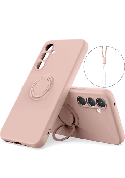 Samsung Galaxy A34 5g Sıvı Silikon Koruyucu Kapak Yüzüğü Kickstand Telefon Kılıfı Bilek Ipi (Yurt Dışından)