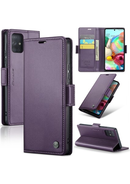 Samsung Galaxy A71 4g SM-A715 Pu Deri Stand Telefon Kılıfı Rfıd Engelleme Cüzdan Kapağı (Yurt Dışından)