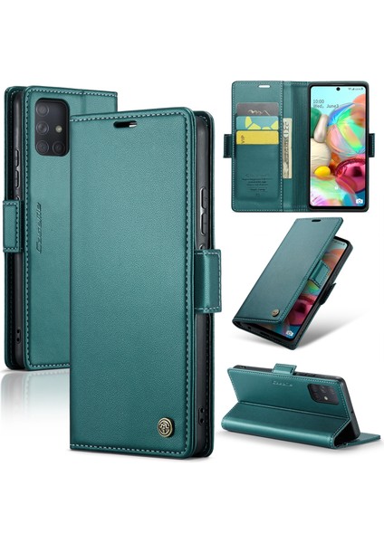 Samsung Galaxy A71 4g SM-A715 Pu Deri Stand Telefon Kılıfı Rfıd Engelleme Cüzdan Kapağı (Yurt Dışından)