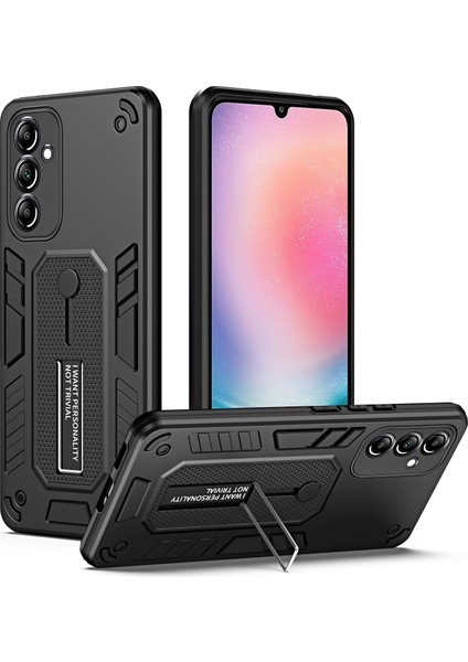 Samsung Galaxy A24 4g Gizli Kickstand Tpu+Pc Telefon Kılıfı Silikon Halka Kayışı ile Damla Koruma Kapağı (Yurt Dışından)