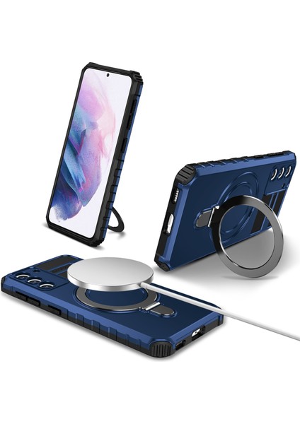Samsung Galaxy S21 Plus 5g Manyetik Metal Yüzük Cep Telefon Kılıfı Pc+ Tpu Telefon Kickstand Cover (Yurt Dışından)