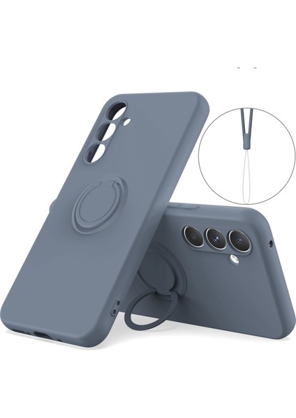 Samsung Galaxy A34 5g Sıvı Silikon Koruyucu Kapak Yüzüğü Kickstand Telefon Kılıfı Bilek Ipi (Yurt Dışından)