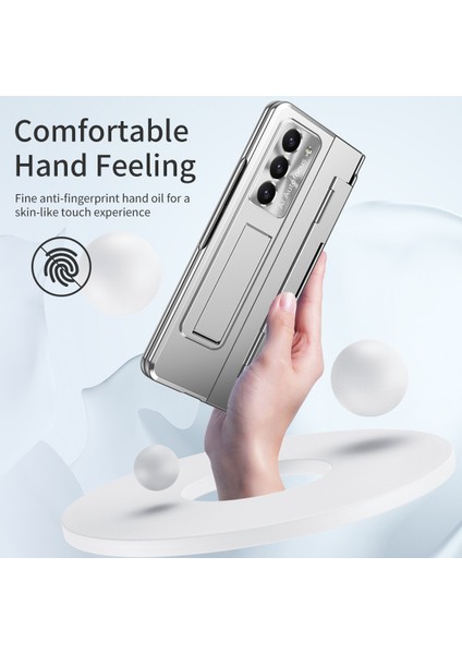 Samsung Galaxy Z Fold5 5g Kickstand Sabit Pc Kılıfı Koruyucu Telefon Kapağı Lens Filmi ve Temperli Cam Ekran Film (Yurt Dışından)