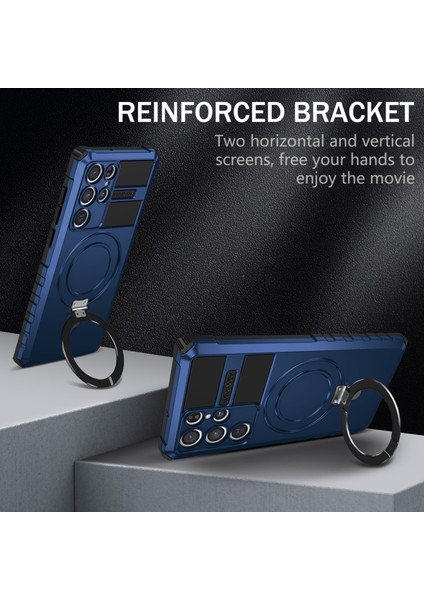 Samsung Galaxy S22 Ultra 5g Pc+Tpu Şok Geçirmez Kasa Manyetik Telefon Kapağı Ring Kickstand (Yurt Dışından) modelleri