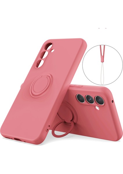 Samsung Galaxy A34 5g Sıvı Silikon Koruyucu Kapak Yüzüğü Kickstand Telefon Kılıfı Bilek Ipi (Yurt Dışından)