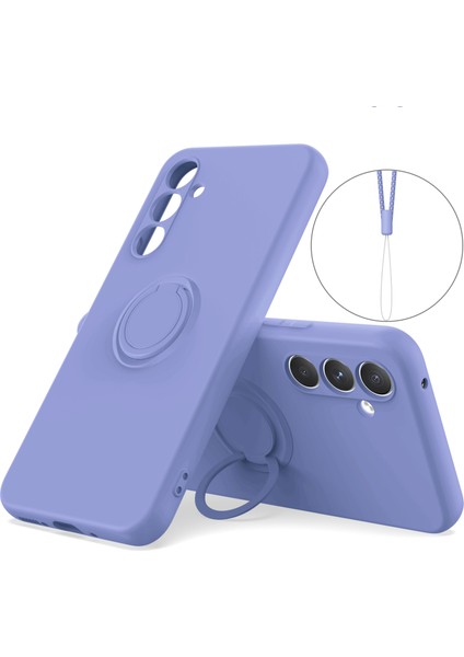Samsung Galaxy A34 5g Sıvı Silikon Koruyucu Kapak Yüzüğü Kickstand Telefon Kılıfı Bilek Ipi (Yurt Dışından)