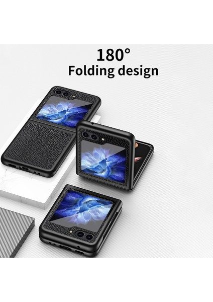 Samsung Galaxy Z Flip5 5g Pu Deri Kaplamalı Pc Kılıfı Litchi Doku Koruyucu Telefon Kapağı (Yurt Dışından)