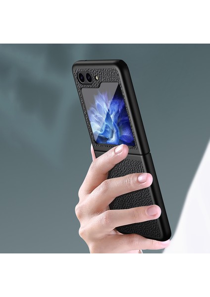 Samsung Galaxy Z Flip5 5g Pu Deri Kaplamalı Pc Kılıfı Litchi Doku Koruyucu Telefon Kapağı (Yurt Dışından)