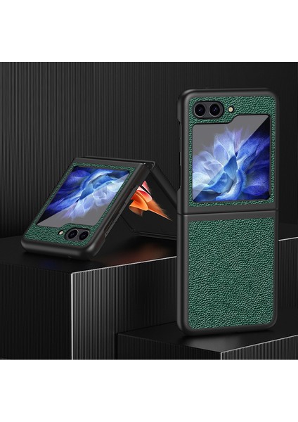 Samsung Galaxy Z Flip5 5g Pu Deri Kaplamalı Pc Kılıfı Litchi Doku Koruyucu Telefon Kapağı (Yurt Dışından)