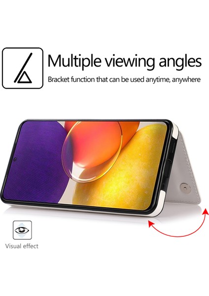 Samsung Galaxy A73 5g Çift Düğme Kart Tutucu Kickstand Smartphone Cover Pu Deri Kaplamalı Tpu Telefon Kılıfı (Yurt Dışından) modelleri