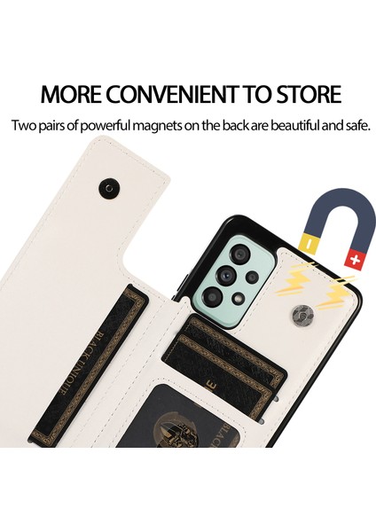 Samsung Galaxy A73 5g Çift Düğme Kart Tutucu Kickstand Smartphone Cover Pu Deri Kaplamalı Tpu Telefon Kılıfı (Yurt Dışından) fırsatları