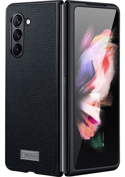 Samsung Galaxy Z Fold5 5g Litchi Doku Ince Kılıf Pu Deri Kaplamalı Pc+ Tpu Telefon Kapağı (Yurt Dışından)