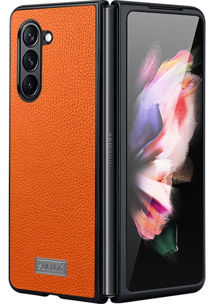 Samsung Galaxy Z Fold5 5g Litchi Doku Ince Kılıf Pu Deri Kaplamalı Pc+ Tpu Telefon Kapağı (Yurt Dışından)
