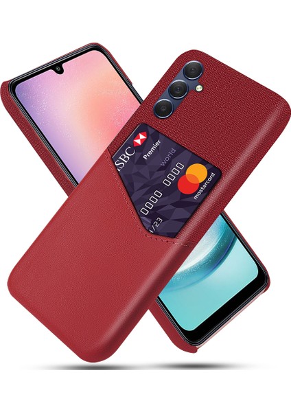 Samsung Galaxy A24 4g/5g Kart Tutucu Pu Deri Kaplamalı Pc Bez Doku Telefon Kılıfı (Yurt Dışından)