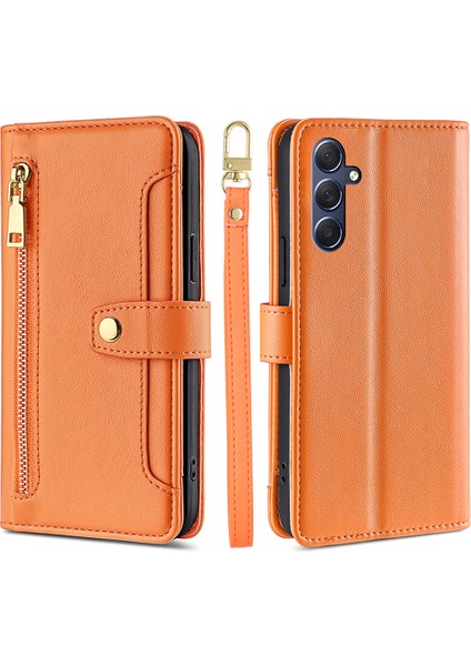 Samsung Galaxy M54 5G/F54 5g Folio Flip Stand Cüzdan Kılıfı Zipper Cep Pu Deri Telefon Kapağı (Yurt Dışından) fiyatları