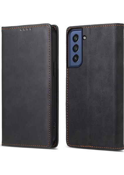 Samsung Galaxy S21 Fe 5g Pu Deri Iş Kılıfı Stand Rfıd Engelleme Cüzdan Telefon Kapağı (Yurt Dışından)