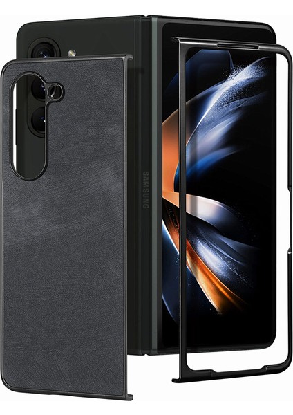 Samsung Galaxy Z Zold5 5g Vintage Pu Deri+Pc Telefon Kılıfı Temperli Cam Film ile Çizgiye Karşı Koruyucu Kapak (Yurt Dışından) fiyatları