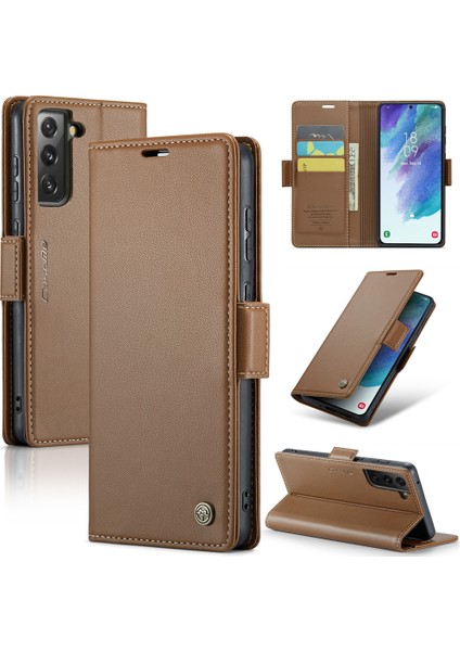 Samsung Galaxy S21 Fe 5g Pu Deri Cüzdan Telefon Kapağı Rfıd Engelleme Stand Kılıfı (Yurt Dışından)