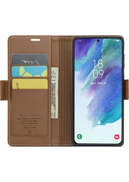 Samsung Galaxy S21 Fe 5g Pu Deri Cüzdan Telefon Kapağı Rfıd Engelleme Stand Kılıfı (Yurt Dışından) fiyatları