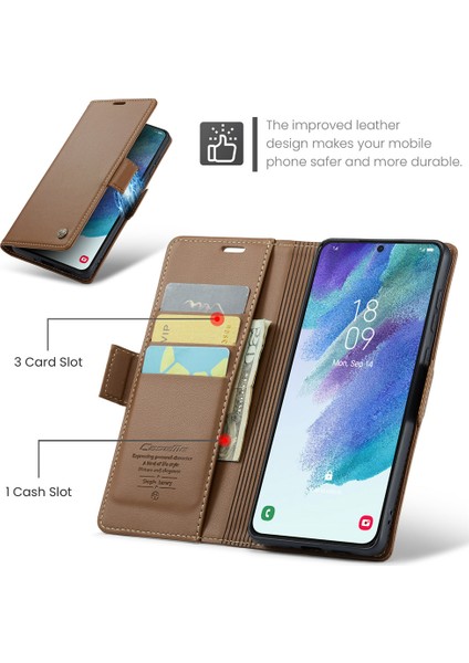 Samsung Galaxy S21 Fe 5g Pu Deri Cüzdan Telefon Kapağı Rfıd Engelleme Stand Kılıfı (Yurt Dışından) indirimleri